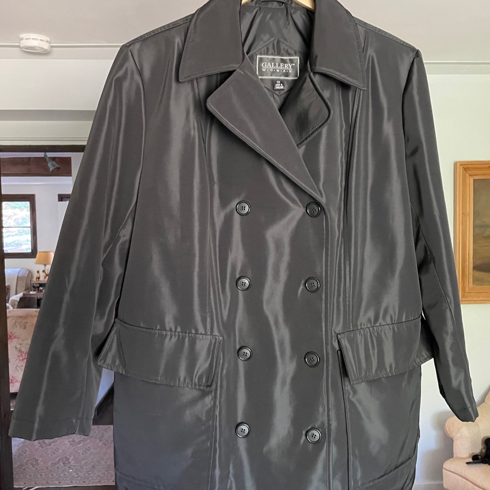 Double breasted black coat (water resistant)